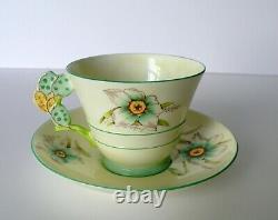Art Deco Paragon Floral Handle Tea Cup & Saucer Set