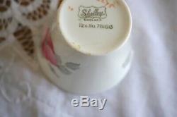 Art Deco Shelley Porcelain Pink Phlox Pattern Tea Set 6 Tea Cup Trio & More 19pc