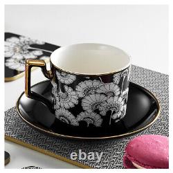 Ashdene 180ml Florence Broadhurst Flower Tea Cup/Saucer Handled Drinking Set BLK
