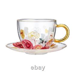 Ashdene 300ml Springtime Soiree Double Walled Glass Flowers Tea Cup/Saucer Set
