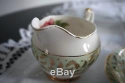 Ashley 22KT Gold Bone China Mint Green Tea Set 6 x Tea Cup Trios & More 21 Pcs