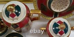 Austria Porcelain Portrait Demitasse Tea Set Cup Saucer Plates Jewelry Jar 23pcs