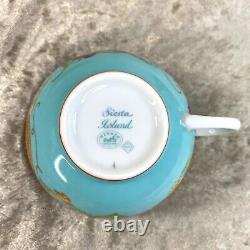 Auth Hermes Paris Tea Cup & Saucer SIESTA ISLAND BLUE Butterfly & Flowers with Box