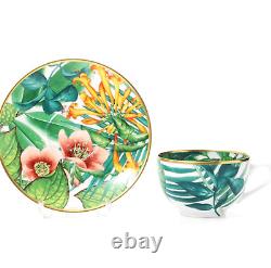 Auth Hermes Passifolia Pair Tea Cup & Saucer New in Box