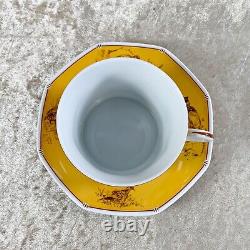 Authentic HERMES Morning Cup & Saucer Griffon Korthals Dog Yellow Porcelain