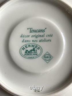 Authentic HERMES Porcelain 2 Set Cup and Saucer Toucans