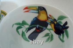 Authentic Hermes Toucans 2 Set Asian Tea Cup and Saucer