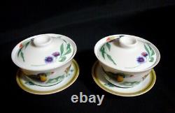 Authentic Hermes Toucans 2 Set Asian Tea Cup and Saucer and lid