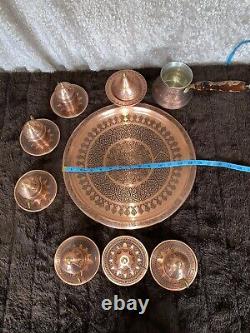 Authentic Turkish Coffee Set Handmade Copper Ottoman Espresso Cups Bowl Coffee