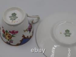 Aynsley Blue and Pink floral design Tea Cup and Saucer set of two