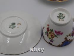 Aynsley Blue and Pink floral design Tea Cup and Saucer set of two