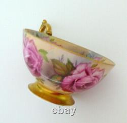 Aynsley Cabbage Rose Bone China Tea Cup & Saucer Set