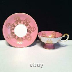 Aynsley Cabbage Rose Pink Teacup & Saucer Set Signed Bailey Cs24