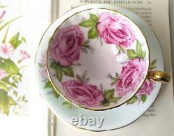 Aynsley Cabbage Rose Tea Cup & Saucer Duo Cabinet Set