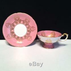 Aynsley Cabbage Rose Teacup & Saucer Set Signed Bailey E3941