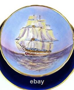 Aynsley Cobalt Blue Clipper Ship Boat Teacup & Saucer Set Ch5668