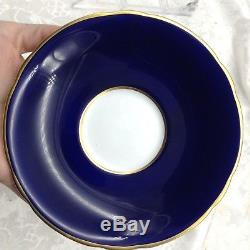 Aynsley Hand Painted Ship Clipper Cobalt Blue Gold Cup Saucer Teacup Set