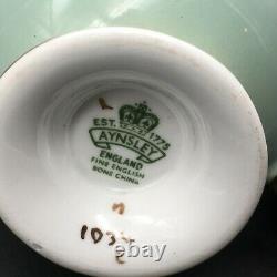 Aynsley Orchard Fruit Mint (sage) Green Tea Cup & Saucer Set Signed D Jones Cs52