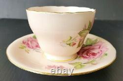 Aynsley Pink Teacup and Saucer Large Cabbage Roses Vintage Tea Cup Set