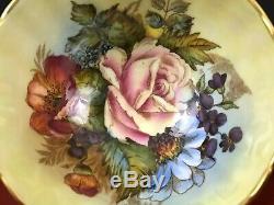 Aynsley Signed J. A Bailey 1033 Cabbage Rose Poppy Flowers Rust Teacup Saucer Set