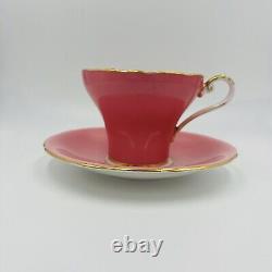 Aynsley Tea Cup and Saucer Set Cabbage Rose Pink Bone China T5025 Hand-painted