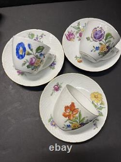 B&G Bing Grondahl Danish 102 Tea Cup & Saucer White/Colorful Flowers Danmark 21