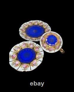 Bavaria Alt Wien Courting Couple Tea Cup, Saucer & plate in Blue Gold Trio