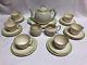 Belleek Tridacna Limpet Green Gold 22 Piece Tea Set Teapot Cup Saucers