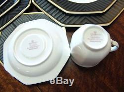 Black Pearl Heinrich VILLEROY & BOCH BONE CHINA Set of 19 Plates Teacup Gold Rim