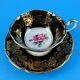 Black and Gold Border with Large Pink Rose Center Paragon Tea Cup and Saucer Set