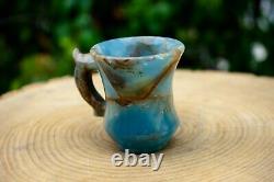 Blue Onyx Crystal Tea Cup Set Hand Carved Ornamental Gemstone Cup & Saucer RARE