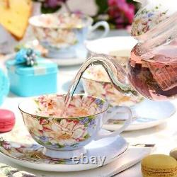 Bone porcelain afternoon tea set, ceramic countryside tea set, coffee cup set
