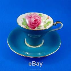 Bright Blue Corset with Huge Pink Rose Aynsley Tea Cup and Saucer Set