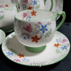 British Antique Shelley Art Deco Hand Painted Tea Set tableware cup mug plate