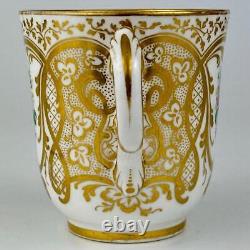 C1860 Antique Cup & Saucer Brown Westhead & Moore Gold Gilt #5/4661 Porcelain