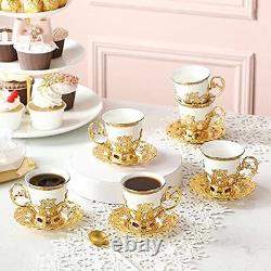 CMDHY Espresso Turkish Coffee Cups and Saucers for Women Tea Cups Set of 6 wi