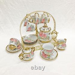 Ceramic Cups and Saucers Set Ceramic Tea Cups Set of 5 Coffee Cup Set with Metal