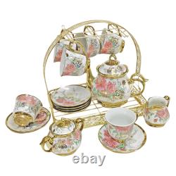 Ceramic Cups and Saucers Set Ceramic Tea Cups Set of 5 Coffee Cup Set with Metal