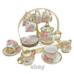 Ceramic Cups and Saucers Set European with Rack Tea Cup Set Coffee Cup Set with