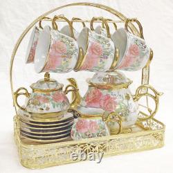 Ceramic Cups and Saucers Set Floral for Afternoon tea Party