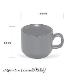 Ceramic Matte Black Tea Cup Saucer Set  100 ML, Set of 12 (6 Cups & 6 Saucer)