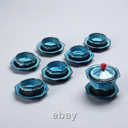 Ceramic Pagoda Tea Cup Set Portable Stackable Travel Carry Bag Chinese Gaiwan