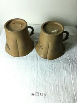 Chinese 1900's Qing / Republic Yixing Zisha Clay Pottery Tea Cup Teacup Set