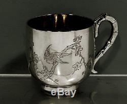 Chinese Export Silver Tea Set CUP & SAUCER c1890 KH, Shanghai