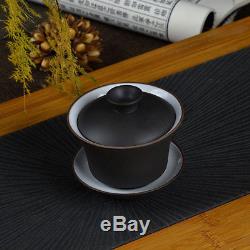 Chinese Zisha tea set large solid wood tea tray bamboo tea accessories cup stand