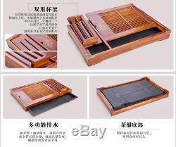 Chinese Zisha tea set large solid wood tea tray bamboo tea accessories cup stand