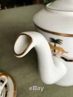 Christian Dior Casablanca Set of 4 Tea Cups and Saucers with Pot ULTRA RARE