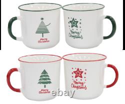 Christmas Design Mugs Set Of 4 Christmas Designs Tree Star Merry Christmas