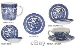 Churchill Blue Willow China Plate Mug Tea Cup Saucer Bowl Dinner Set Of Six