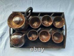 Coconut Shell Tea Cup Set with Tray Handicraft Eco-Friendly Free Shipping New